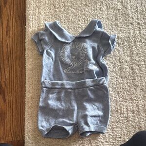 Janie and Jack Adorable Blue Knit Baby 2 piece set